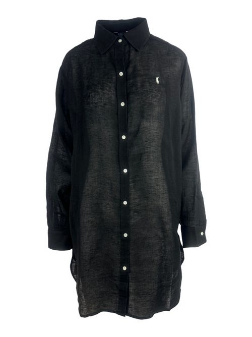 camicia donna over in lino nero Ralph Lauren | 21564377BLACK